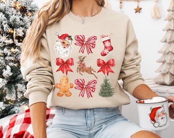 Coquette Christmas Sweatshirt for Women | Cute & Festive Holiday Sweater | Soft Girl Aesthetic Christmas Gift | Trendy Christmas Sweatshirt