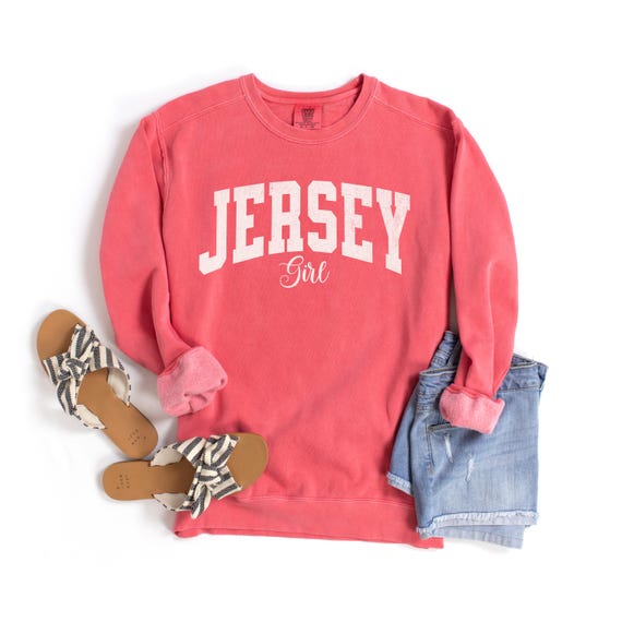 Jersey Girl Sweatshirt | Comfort Colors | Retro Varsity Style