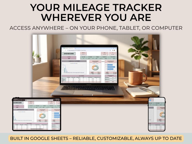 Mileage Tracker Spreadsheet for Google Sheets | Business Log, Tax ...