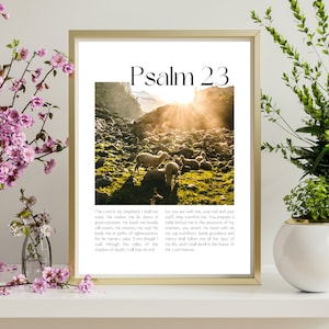 Psalm 23 bible wall art print | Minimalist Christian art | The Lord is My Shepherd | Surely goodness, surely mercy instant download