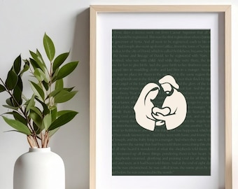 Nativity Scene Digital Print: Luke 2 Christmas Story (Set of 4)