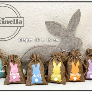 Easter gift, gift bag (1 piece) customizable Easter bunny jute bag Easter bag Easter basket children neighbors colleagues