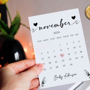 Annonce de bébé neutre pour les médias sociaux, annonce de grossesse, annonce de naissance personnalisée, calendrier de la date d’échéance du bébé, bébé neutre minimal
