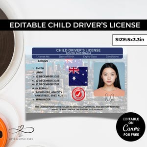 Australië-cadeau rijbewijs kinderen, Australië-speellicentiecadeau 5 x 3,3 inch