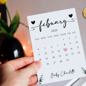 Annonce de bébé neutre pour les médias sociaux, annonce de grossesse, annonce de naissance personnalisée, calendrier de date d'échéance de bébé, janvier 2024 bébé