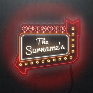 Large Custom Neon Sign, Home Theater Custom Sign, Personalized Gifts, Custom Name Sign, LED Neon Lights, Neon Signs, Custom Wall Art