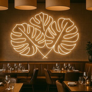 Custom Monstera Leaf Neon Sign: Tropical Home Decor