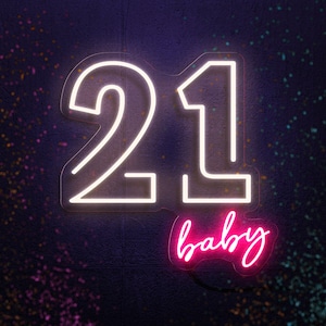 21st Birthday Neon Sign, 21 Baby Birthday Party Sign, Custom LED Neon Light, Party Decor