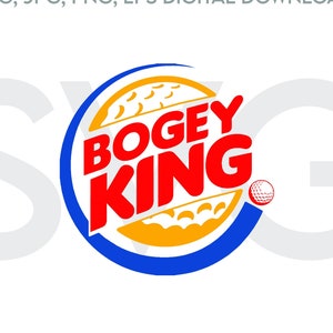 Oeuvre de golf Bogey King SVG, png, jpeg, téléchargement numérique instantané eps, idéal pour les impressions DTG, DTF, oeuvre d'art amusante sur le thème du golf