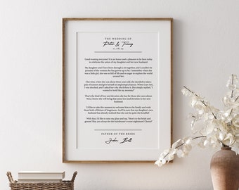 Personalized Wedding Speech Print, Father of Bride Gift (Digital Download)