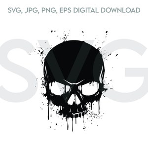 Skull Head Face Drip SVG, png, eps, jpg Instant Digital Download For T Shirt Prints, Plotter Cuts Cricut Machines.