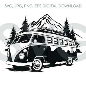 Autocolante para autocaravana SVG Download instantâneo, PNG, eps, download digital jpg, Cricut Outline Vector, Veículo retro