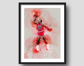 basketball Inspired Water Colour Poster Wall Art Digital Download Print, Modern Wall Art, Uni Dorm Room Bedroom..