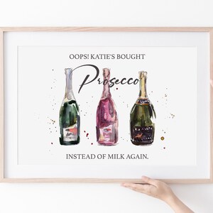 Ideia de presente de aniversário engraçado personalizado Prosecco Artwork Decor Wall Art Frame Download digital personalizado