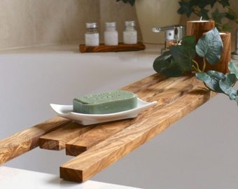 Bathtub shelf DESIGN 75 cm made of olive wood