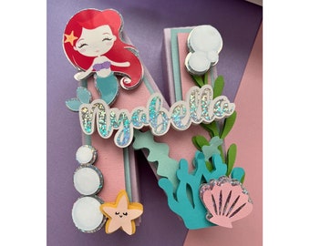Little Mermaid 3D Letter, Mermaid 3D Letter, Little Mermaid Party Decor, Mermaid Party Decor, Little Mermaid Birthday Decor, Mermaid Party