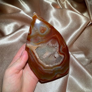 Druzy Carnelian Flame w/ Blue Agate (412 grams) | Druzy Carnelian | Carnelian Flame | Blue Carnelian | Carnelian Freeform | CosmicCaverns |