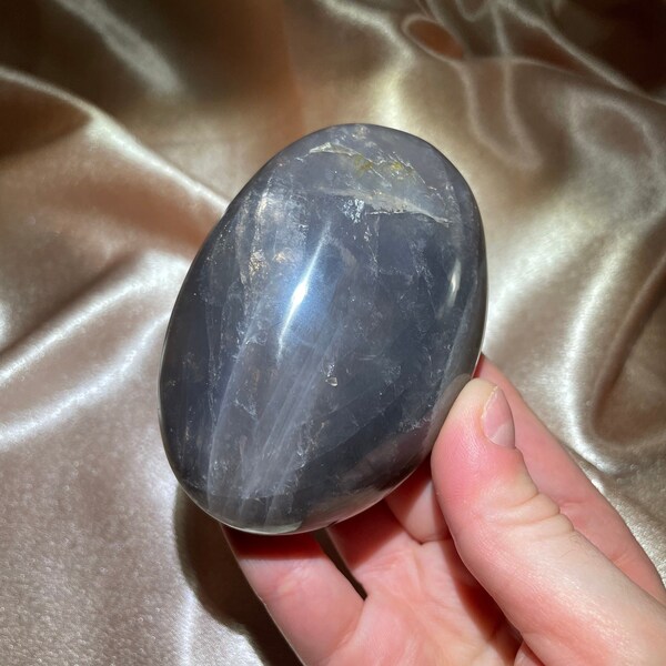 AA++ RARE Large Black Rose Quartz Palm Stone w/ Star Asterism | Black Rose Quartz | Blue Rose Quartz | Star Rose Quartz | CosmicCaverns |