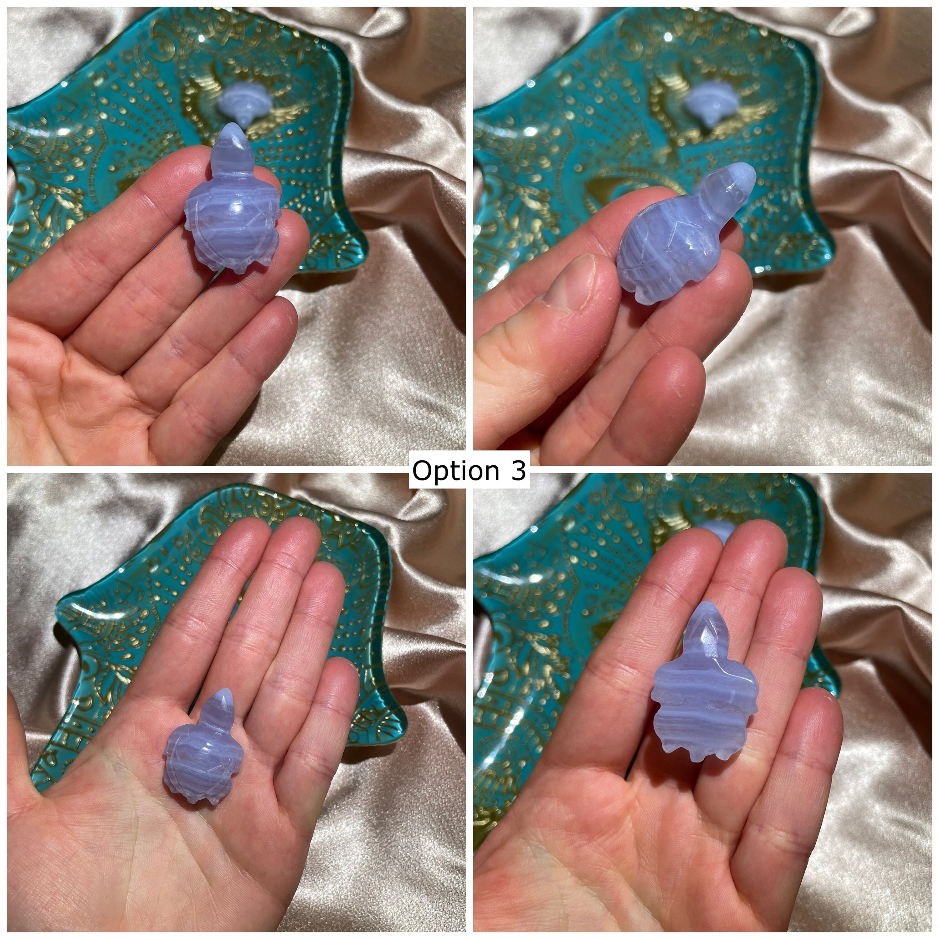 ミニブルーレースアゲートウミガメ彫刻：癒しのクリスタル置物 - Etsy 日本