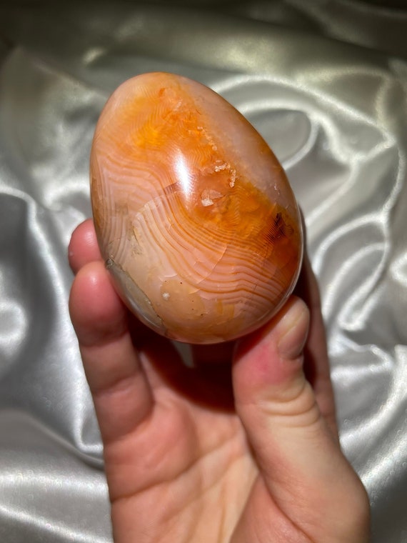 Peachy Pink Banded Carnelian Egg With Parallax (163 Grams) - Etsy