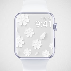 Carta da parati floreale 3D per Apple Watch, quadrante floreale, salvaschermo minimale per orologio, sfondo femminile per orologio floreale, elegante estetica beige