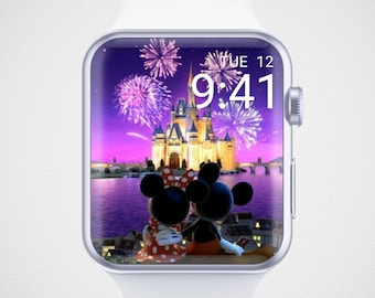 New Year's Eve Mickey Mouse Apple Watch Wallpaper, Festive Watch Face, Cartoon Watch Face, Fireworks Watch Face, Happy New Year Aesthetics