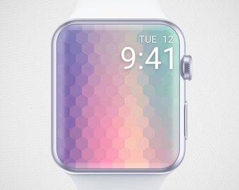 Pastel Rainbow Apple Watch Wallpaper, Geometrical Watch Face, Hexagon Watch Background, Spring Watch Screensaver, Summer Vibe Aesthetics