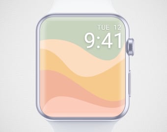 Boho Apple Watch Wallpaper, Retro Watch Face, Minimal Abstract Watch Background, Funky Watch Screensaver, Pastel Gradient Aesthetics