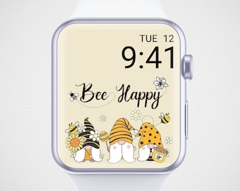 Gnome Apple Watch Wallpaper, Summer Watch Face, Bee Smartwatch Background, Positivity Watch Screensaver, Daisy Flower, Happy Vibe Aesthetics