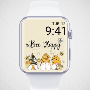 Sfondo di Gnome Apple Watch, quadrante estivo, sfondo di Bee Smartwatch, screensaver di Positivity Watch, fiore di margherita, estetica Happy Vibe