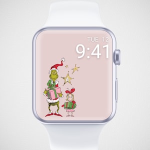 Fondo de pantalla navideño para Apple Watch, divertida carátula de reloj con dibujos navideños, fondo festivo para reloj inteligente, carátula de reloj de invierno, estética navideña