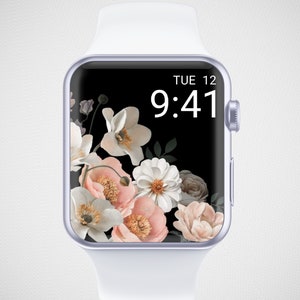 Floral Apple Watch Wallpaper, Watercolor Flower Watch Face, Pretty Watch Background, Minimal Watch Screensaver, Flower Arrangement Aesthetic