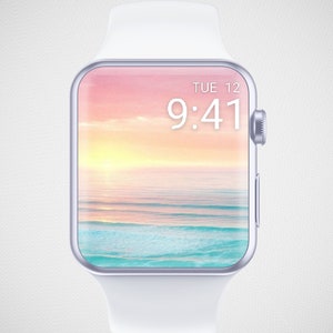 Sonnenuntergang Malerei Apple Watch Wallpaper, Aquarell Uhr Gesicht, Sea Watch Hintergrund, Sunset Watch Bildschirmschoner, Sommer Urlaub Vibe Ästhetik