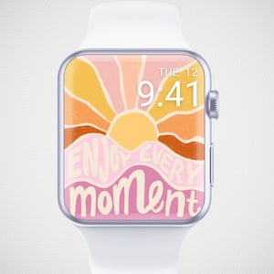 Positivität Apple Watch Wallpaper, Sommer Zifferblatt, Happy Smartwatch Hintergrund, Retro Uhr Bildschirmschoner, Cute Hippie Sun Ästhetik