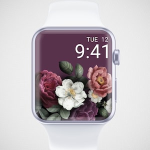 Floral Apple Watch Wallpaper, Watercolor Flower Watch Face, Pretty Watch Background, Minimal Watch Screensaver, Flower Arrangement Aesthetic
