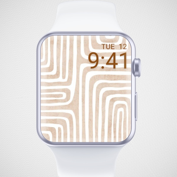 Boho Apple Watch Wallpaper, Geometrical Lines Watch Face, Abstract Watch Background, Minimal Watch Screensaver, Beige Fun Stripes Aesthetics