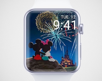 New Year s Eve Mickey Mouse Apple Watch Wallpaper Cartoon Watch Background NYE Fireworks Watch Face Festive Happy New Year Aesthetic