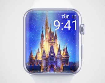 Magic Kingdom Apple Watch Wallpaper, Festive Smartwatch Background, Winter Watch Face, Mickey Mouse Cartoon Watch Screensaver Aesthetics