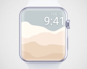 Boho Apple Watch Wallpaper, Pastel Watch Face, Minimal Abstract Watch Background, Waves Watch Screensaver, Earth Colored Gradient Aesthetics