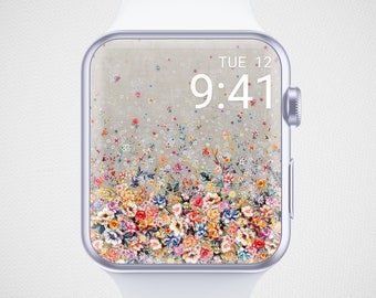 Floral Apple Watch Wallpaper, Dried Flower Watch Face, Plant Watch Screensaver, Botanical Watch Background, Watercolor Flower Aesthetics