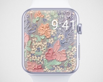 Oil Painting Apple Watch Wallpaper, Floral Watch Face, Acrylic Paint Watch Background, Watercolor Watch Screensaver, Summer Vibe Aesthetics