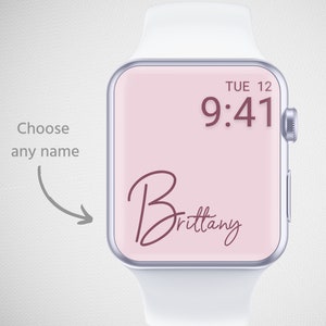 Sfondo personalizzato per Apple Watch, sfondo personalizzato per smartwatch, quadrante con nome unico, salvaschermo con lettera iniziale per orologio, San Valentino