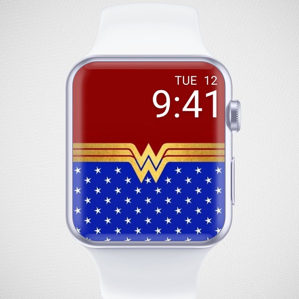 Wonder Woman Apple Watch Wallpaper, Superhero Smartwatch Background, Cartoon Watch Face, American Flag Watch Screensaver, 4th July Aesthetic