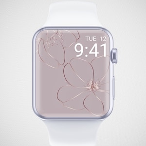 Carta da parati floreale per Apple Watch, quadrante glitterato, salvaschermo per orologio vegetale, sfondo per orologio botanico, estetica floreale linea scintillante