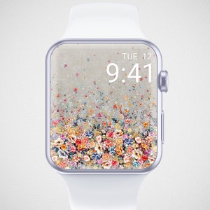Carta da parati floreale per Apple Watch, quadrante di fiori secchi, salvaschermo per orologi vegetali, sfondo per orologi botanici, estetica floreale ad acquerello