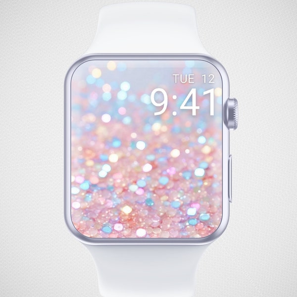 Pastel Glitter Apple Watch Wallpaper, Sparkly Watch Face, Pastel Watch Background, Spring Watch Screensaver, Dimond Gemstones Aesthetic