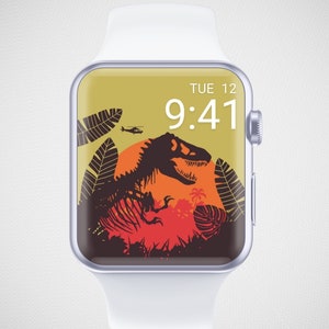 Fondo de pantalla de Jurassic Park para Apple Watch, esfera de Jurassic World, fondo de dinosaurio para smartwatch, protector de pantalla de Jungle Watch, estética cinematográfica