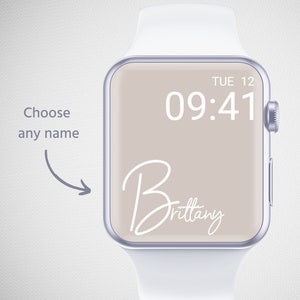 Personalized Apple Watch Wallpaper | Monogram Smartwatch Background | Custom Name Digital Watch Face | Minimalist Beige | Line Art Gift