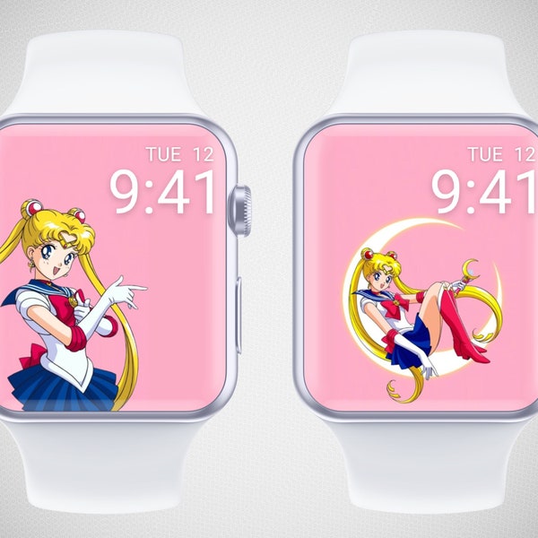 Fond d'écran Apple Watch Sailor Moon, fond de montre intelligente de dessin animé nostalgique, visage de montre de manga japonais, économiseur d'écran de montre de programme TV rétro