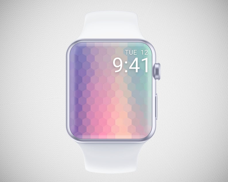 Pastel Rainbow Apple Watch Wallpaper, Geometrical Watch Face, Hexagon ...